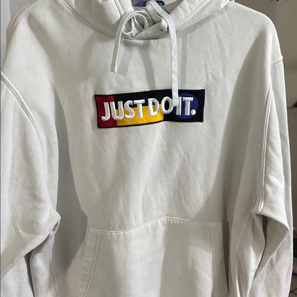 VTG Nike Just Do It Hoodie Sweater White Size Large unisex